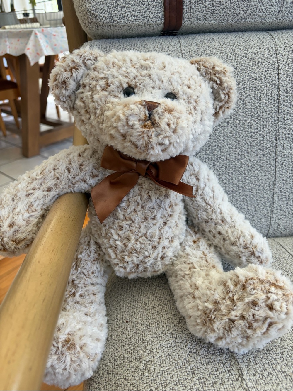 Hug & Luv Plush Teddy Bear with Brown Bow - Soft Cream & Brown Kids Toy
Nursery